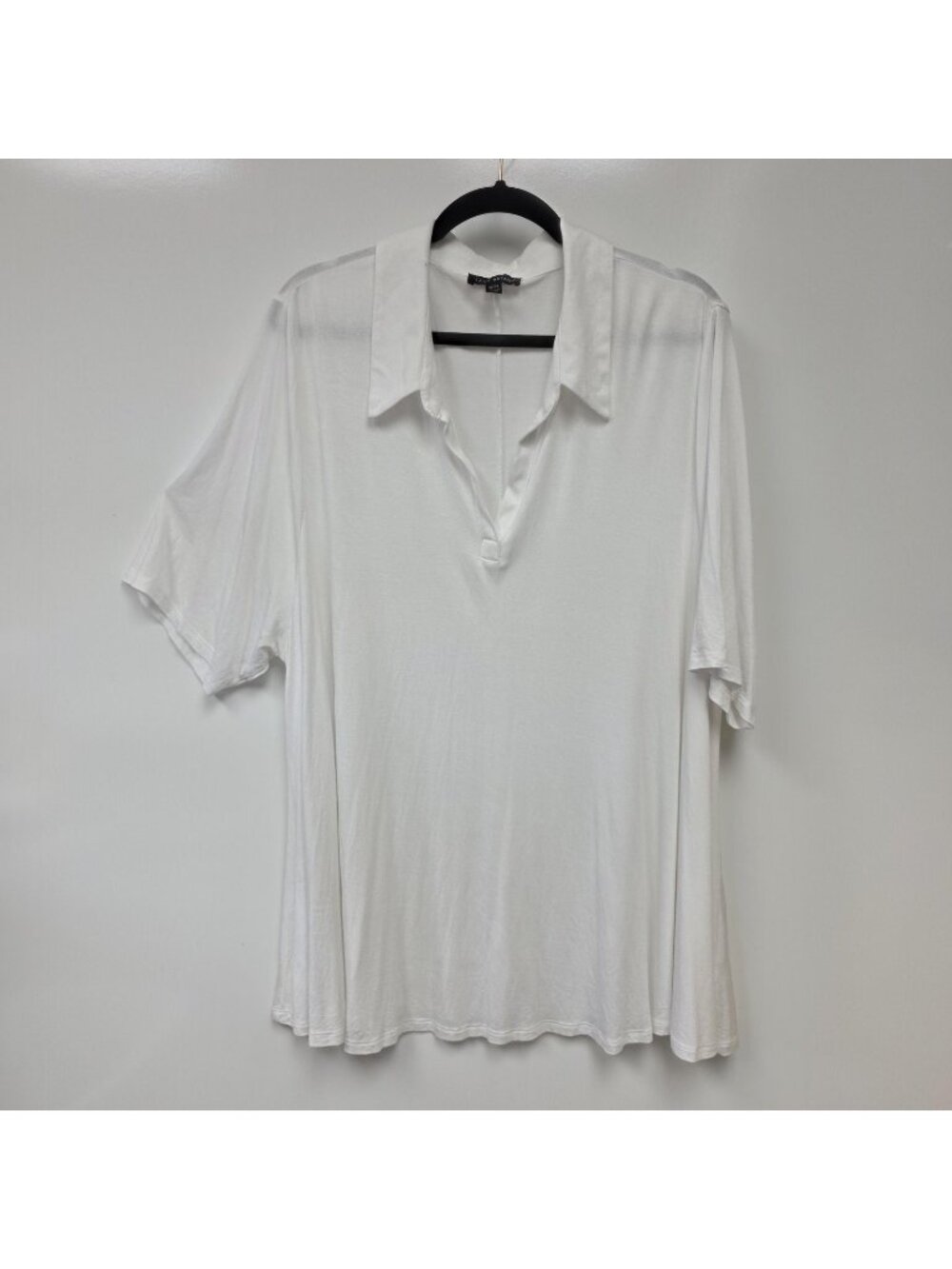Lane Bryant Shirt Womens 26/28 White Collared Short Sleeve Tunic Polo Top